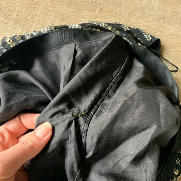 THEORY sequin 100% silk mini skirt sz 2 party evening event formal lined - Picture 7 of 16